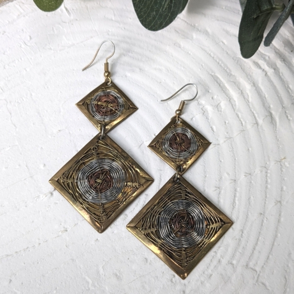 Vintage Mixed Metal Wire Earrings
